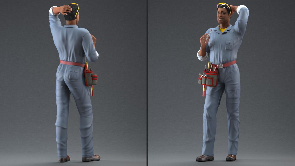 Light Skin Black Man Electrician Rigged 3D model