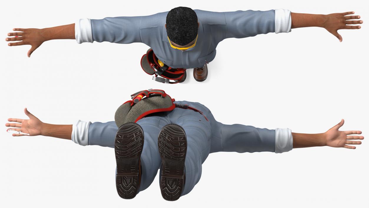 Light Skin Black Man Electrician Rigged 3D model