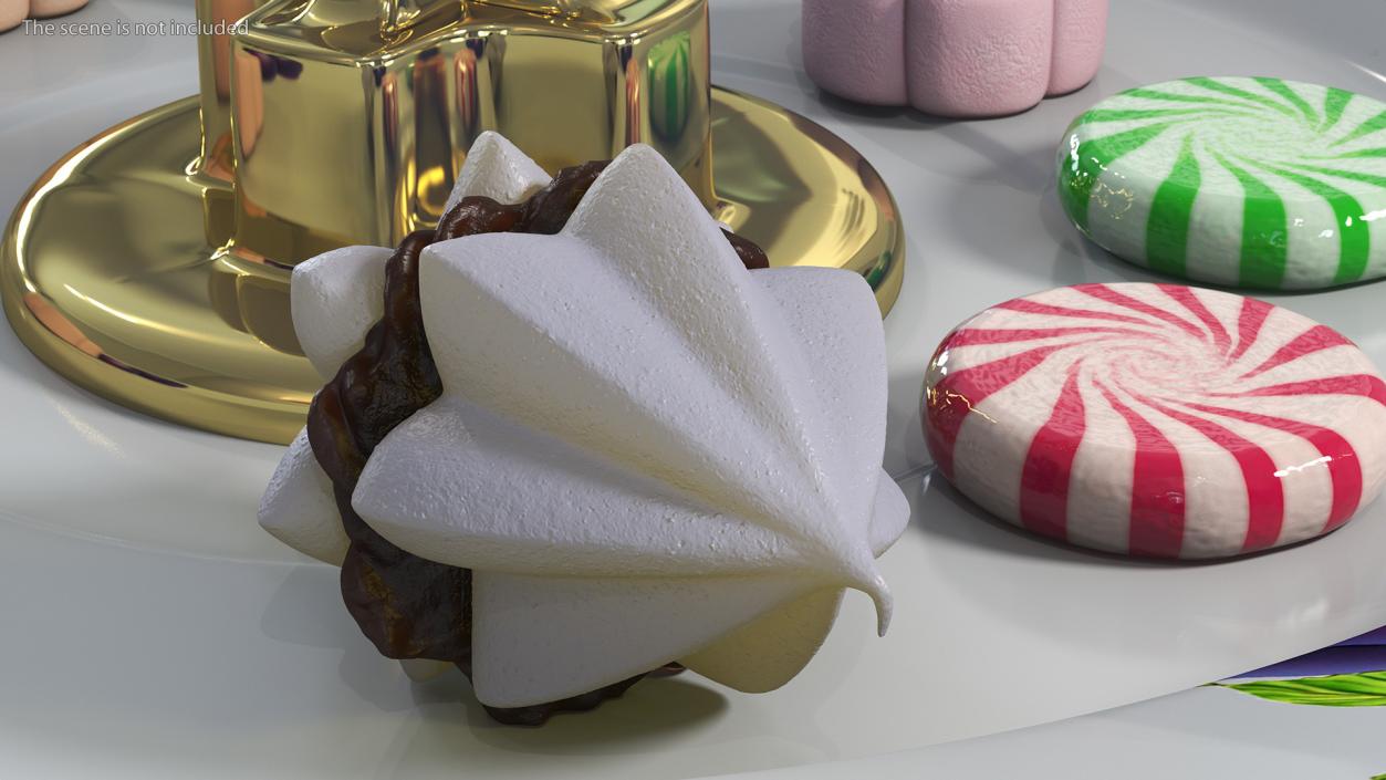 Double Meringue White with Chocolate Filling 3D model