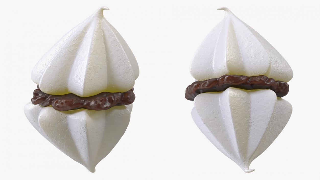 Double Meringue White with Chocolate Filling 3D model