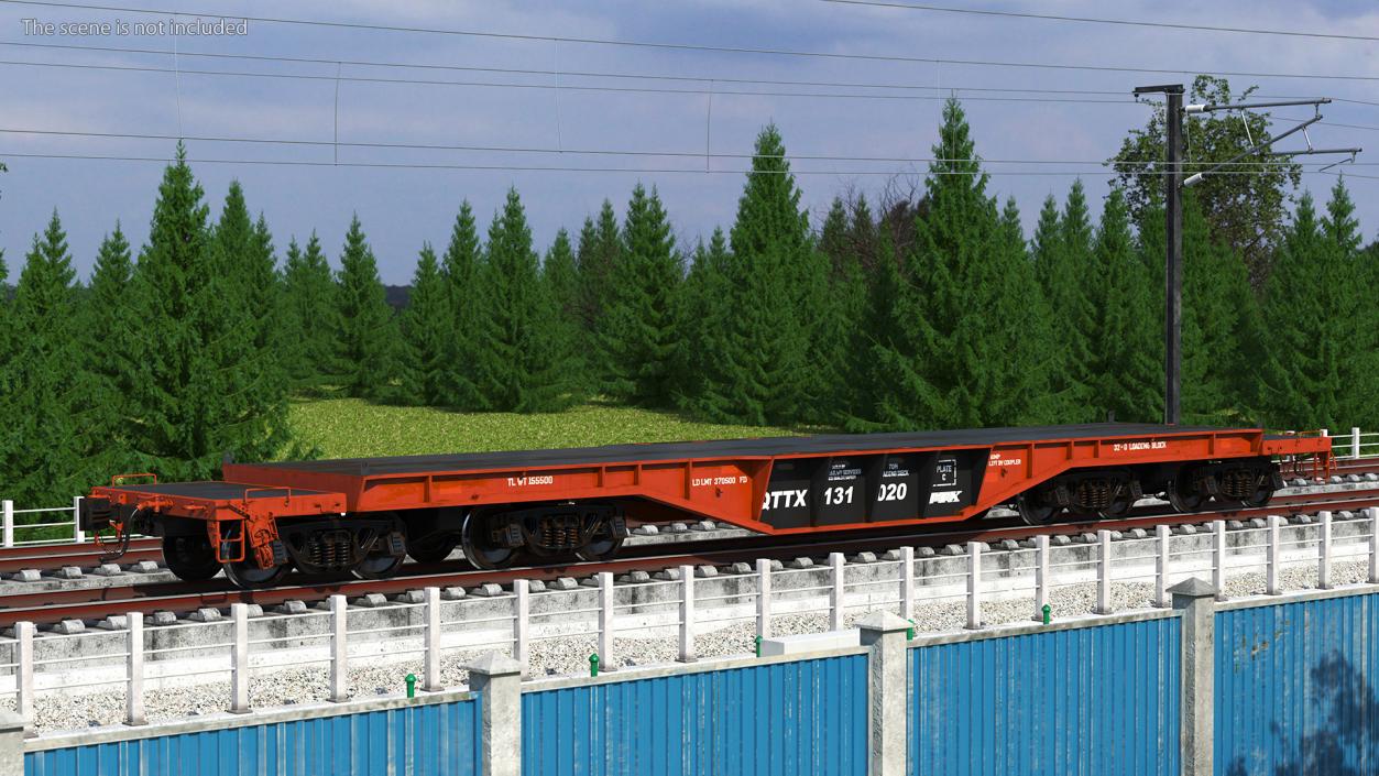 3D Heavy Duty Flatcar model