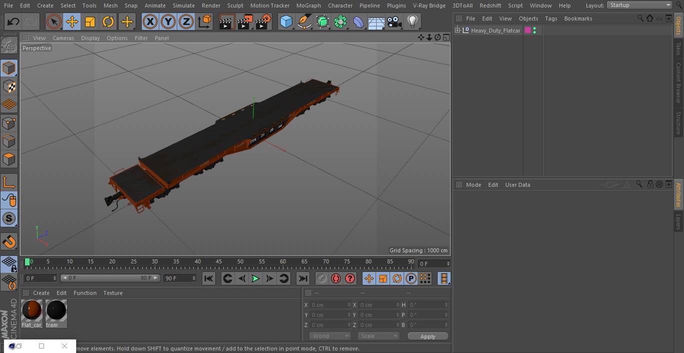 3D Heavy Duty Flatcar model