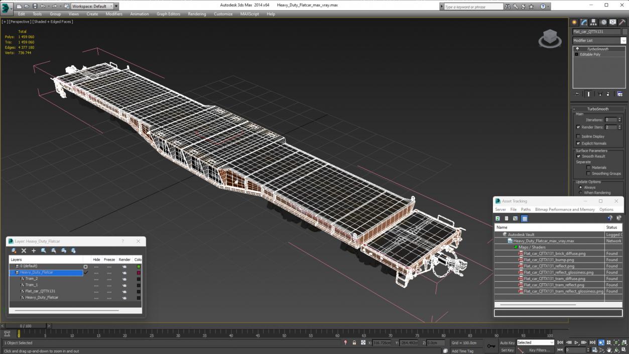 3D Heavy Duty Flatcar model