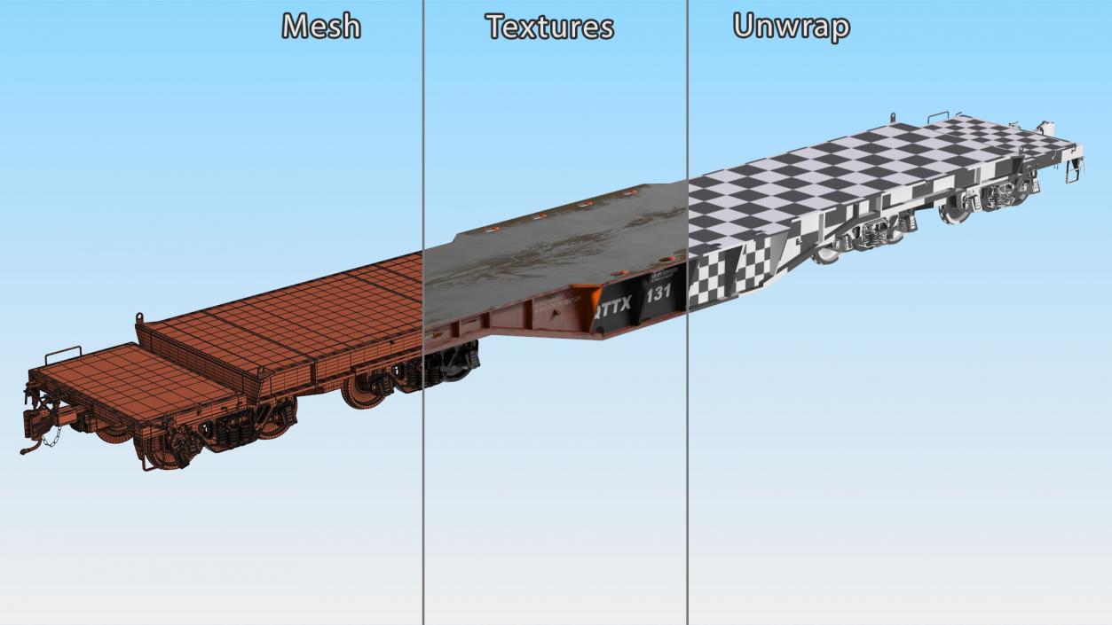 3D Heavy Duty Flatcar model