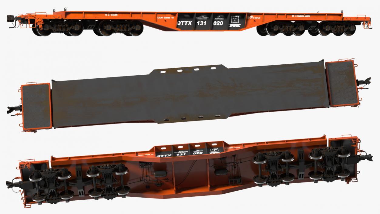 3D Heavy Duty Flatcar model