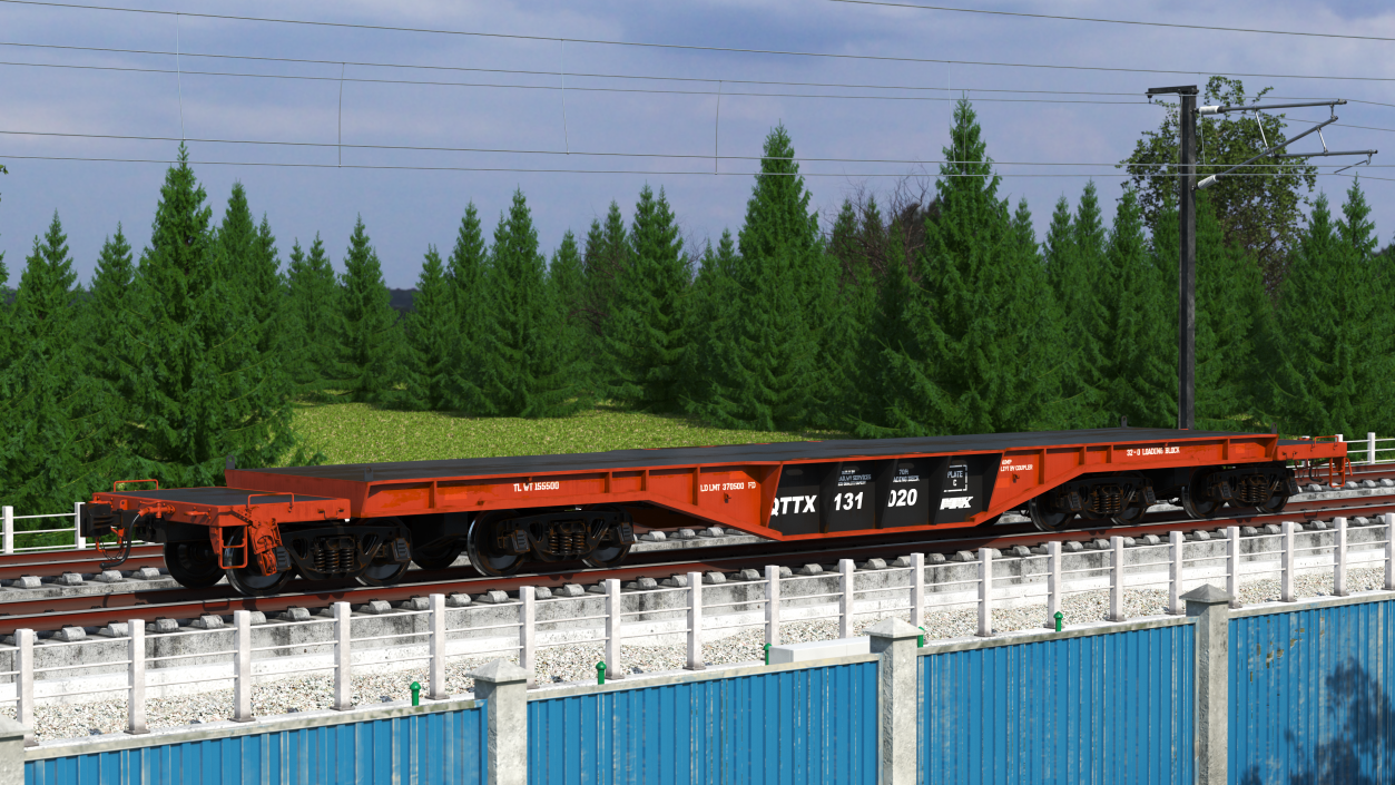 3D Heavy Duty Flatcar model