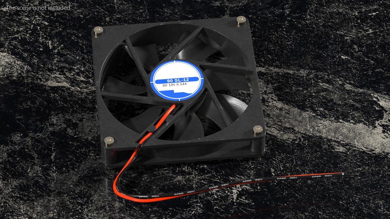 3D model DC 12V 90mm Case Fan