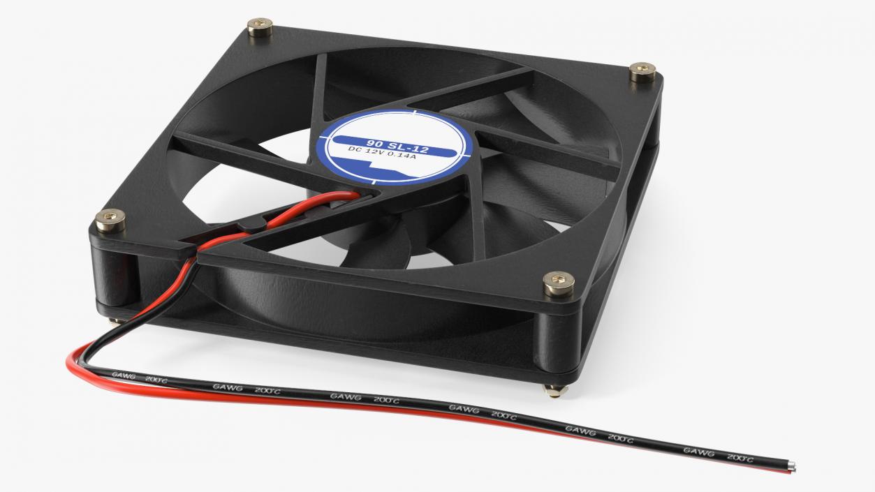 3D model DC 12V 90mm Case Fan