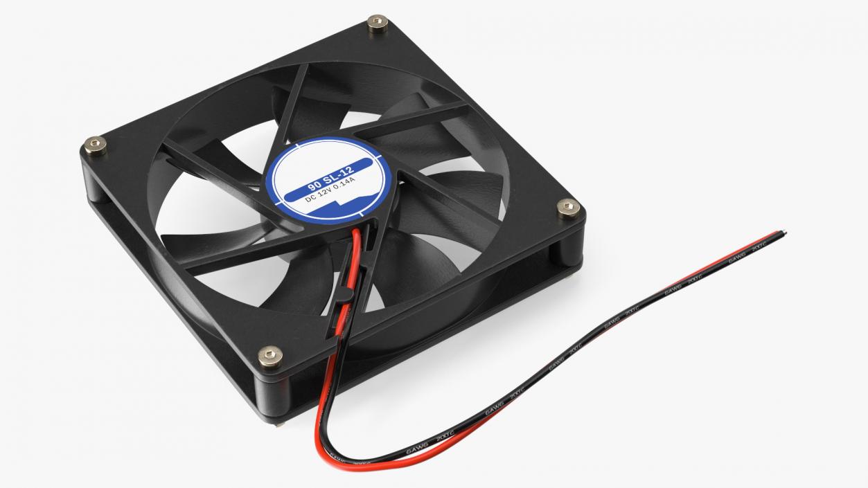 3D model DC 12V 90mm Case Fan