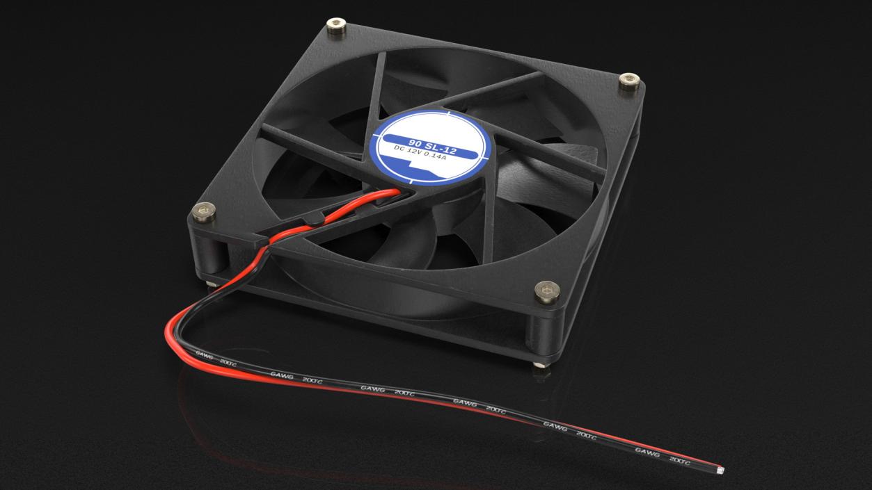 3D model DC 12V 90mm Case Fan