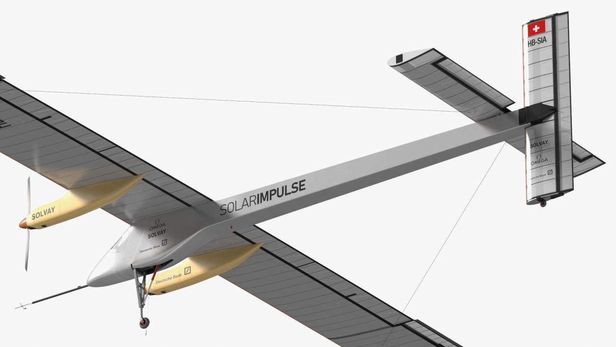 3D Airplane Solar Impulse HB-SIA Rigged