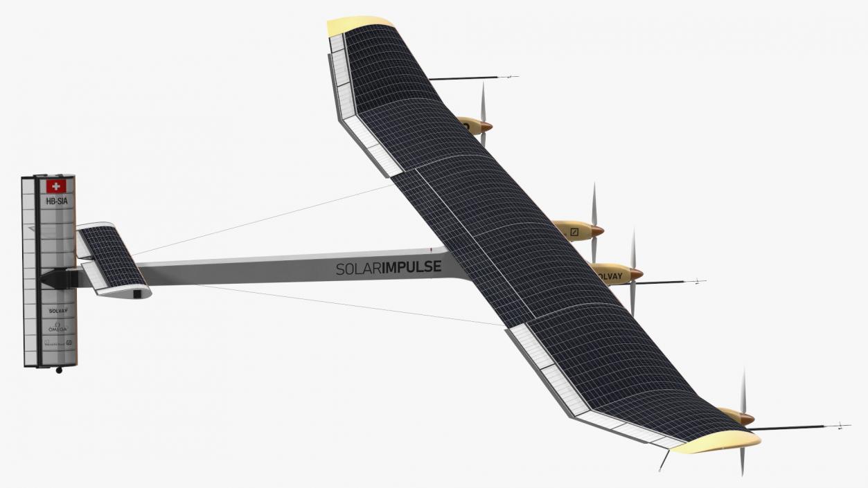 3D Airplane Solar Impulse HB-SIA Rigged