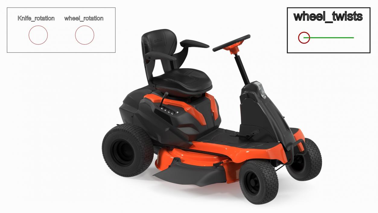 Electric Mobility Lawn-Mower Orange Rigged 3D