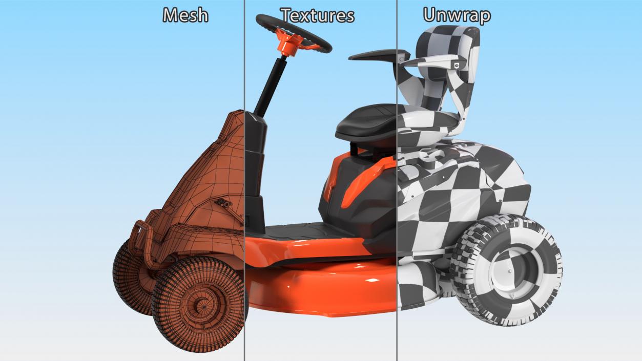 Electric Mobility Lawn-Mower Orange Rigged 3D