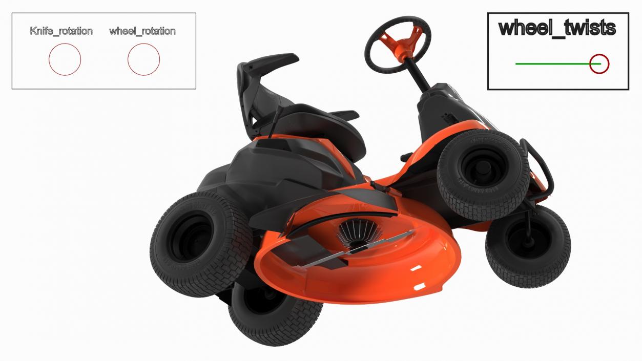 Electric Mobility Lawn-Mower Orange Rigged 3D