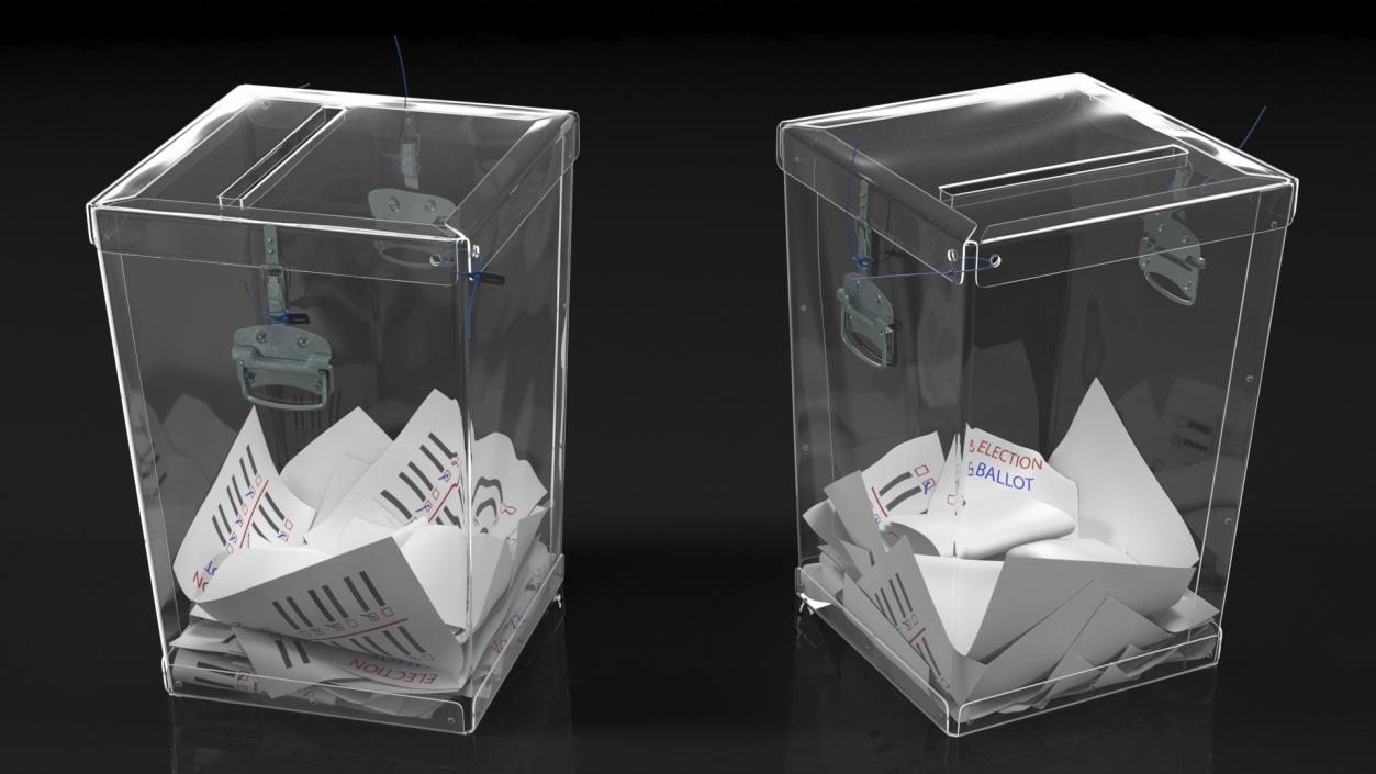 3D Transparent Ballot Box With Paper model