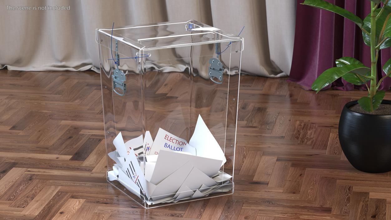 3D Transparent Ballot Box With Paper model