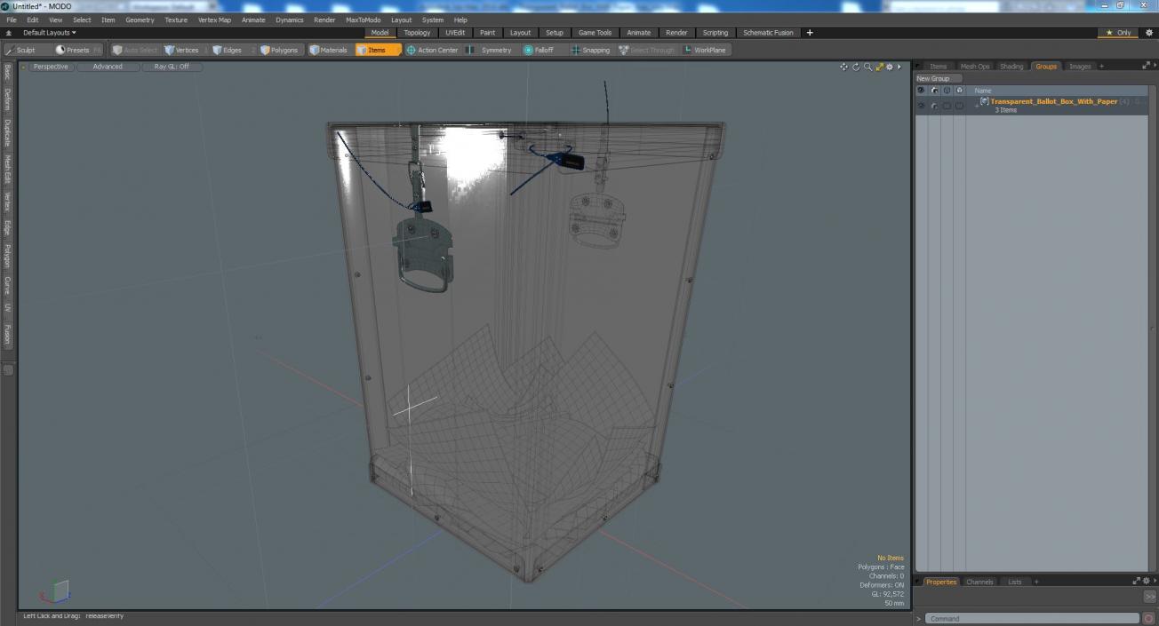 3D Transparent Ballot Box With Paper model