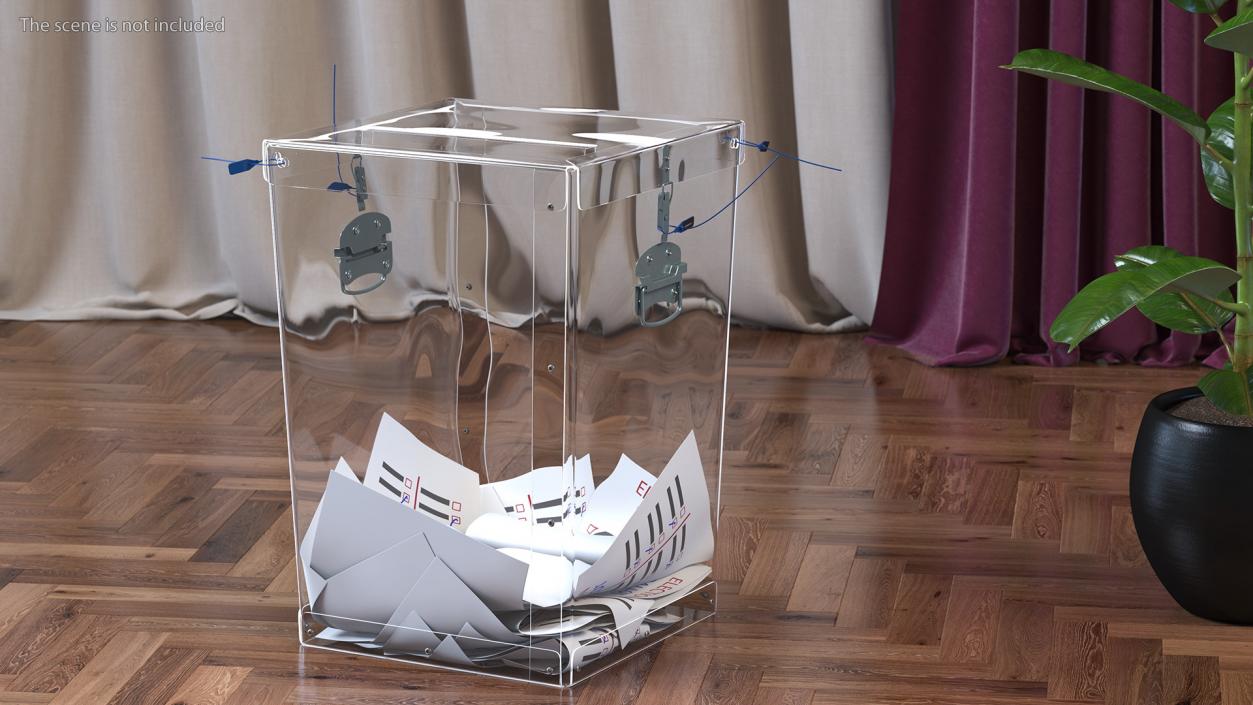 3D Transparent Ballot Box With Paper model