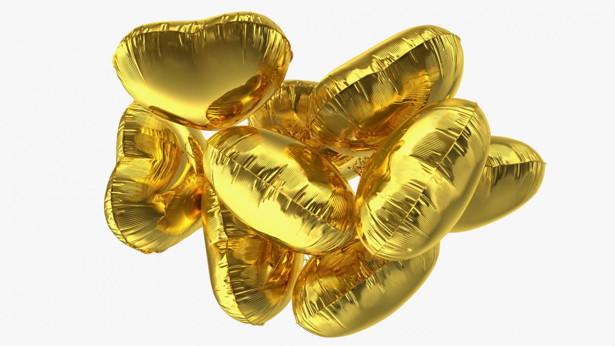 3D Heart Shaped Gold Balloon Bouquet model