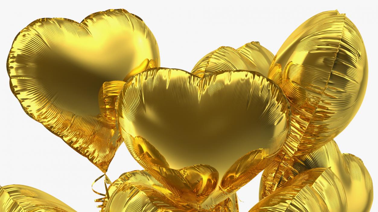 3D Heart Shaped Gold Balloon Bouquet model