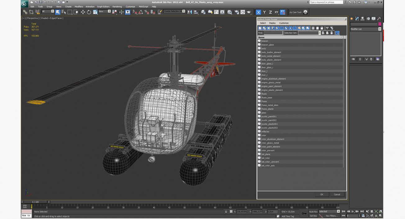 Bell 47 On Floats uscg 3D