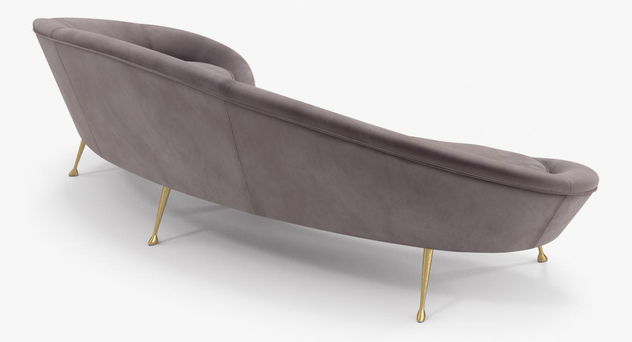 Ico Parisi Sofa 1950s Style Velvet 3D model