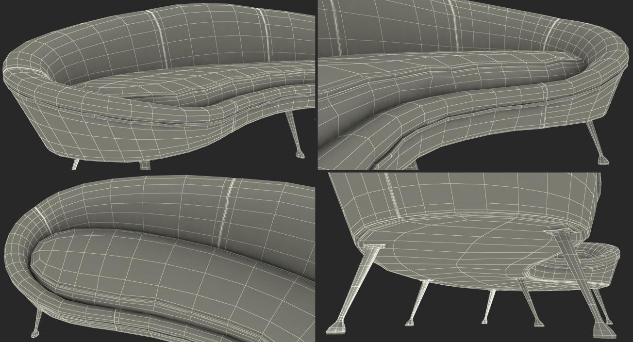 Ico Parisi Sofa 1950s Style Velvet 3D model