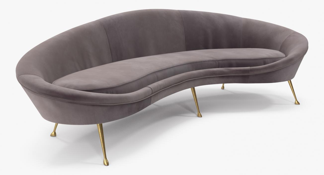 Ico Parisi Sofa 1950s Style Velvet 3D model