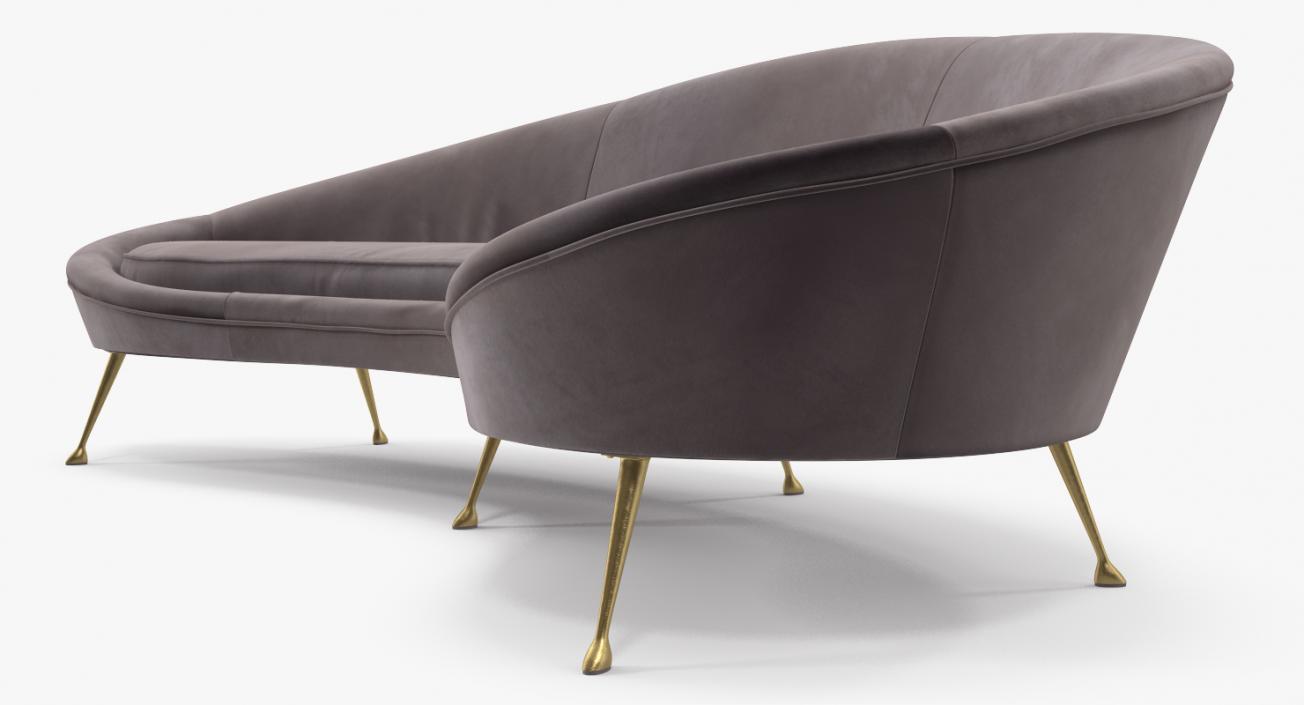 Ico Parisi Sofa 1950s Style Velvet 3D model