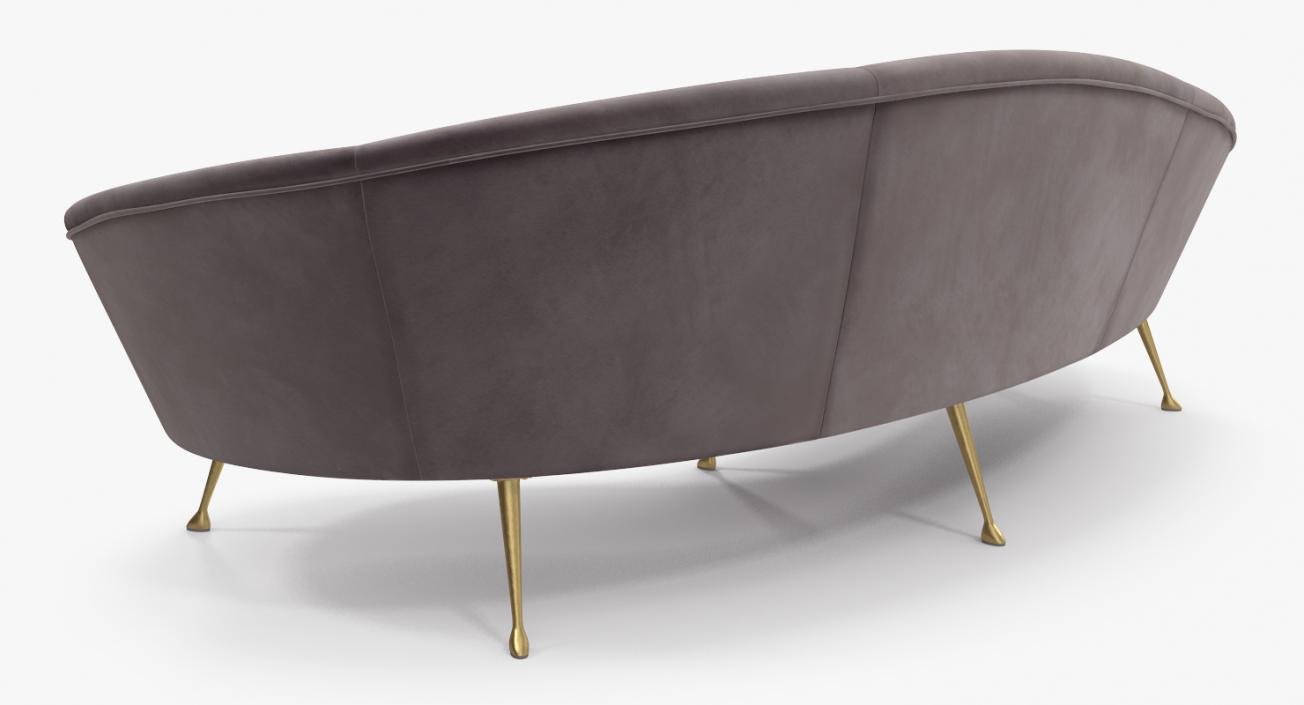 Ico Parisi Sofa 1950s Style Velvet 3D model