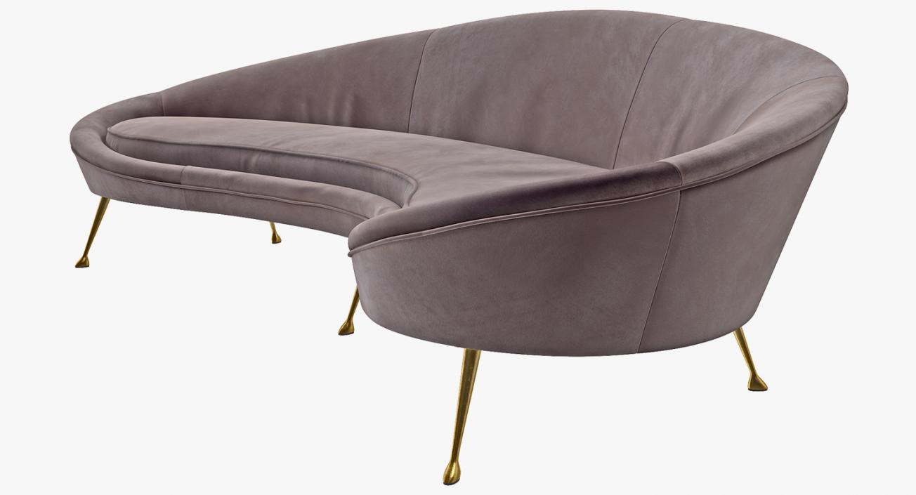 Ico Parisi Sofa 1950s Style Velvet 3D model