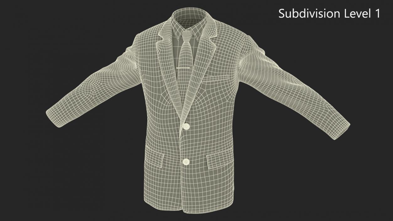 Business Uniform Jacket Suit Tie 3D