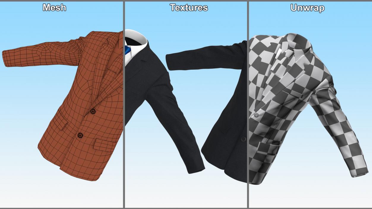 Business Uniform Jacket Suit Tie 3D