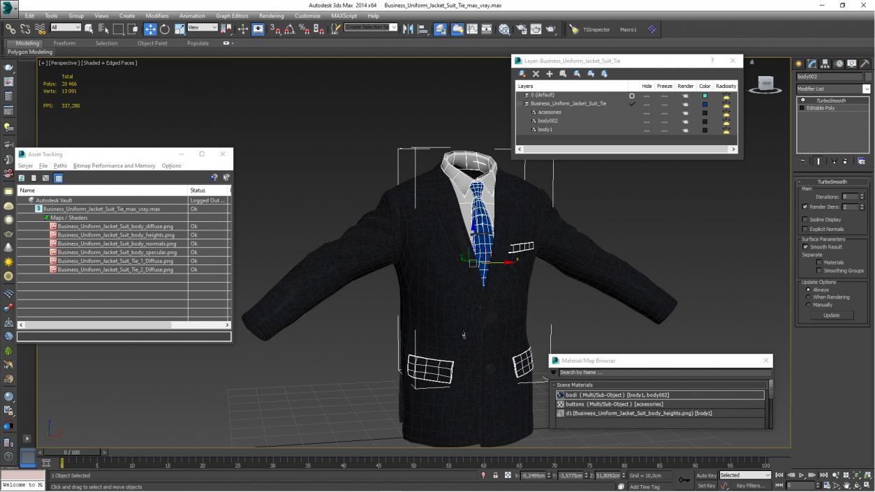 Business Uniform Jacket Suit Tie 3D