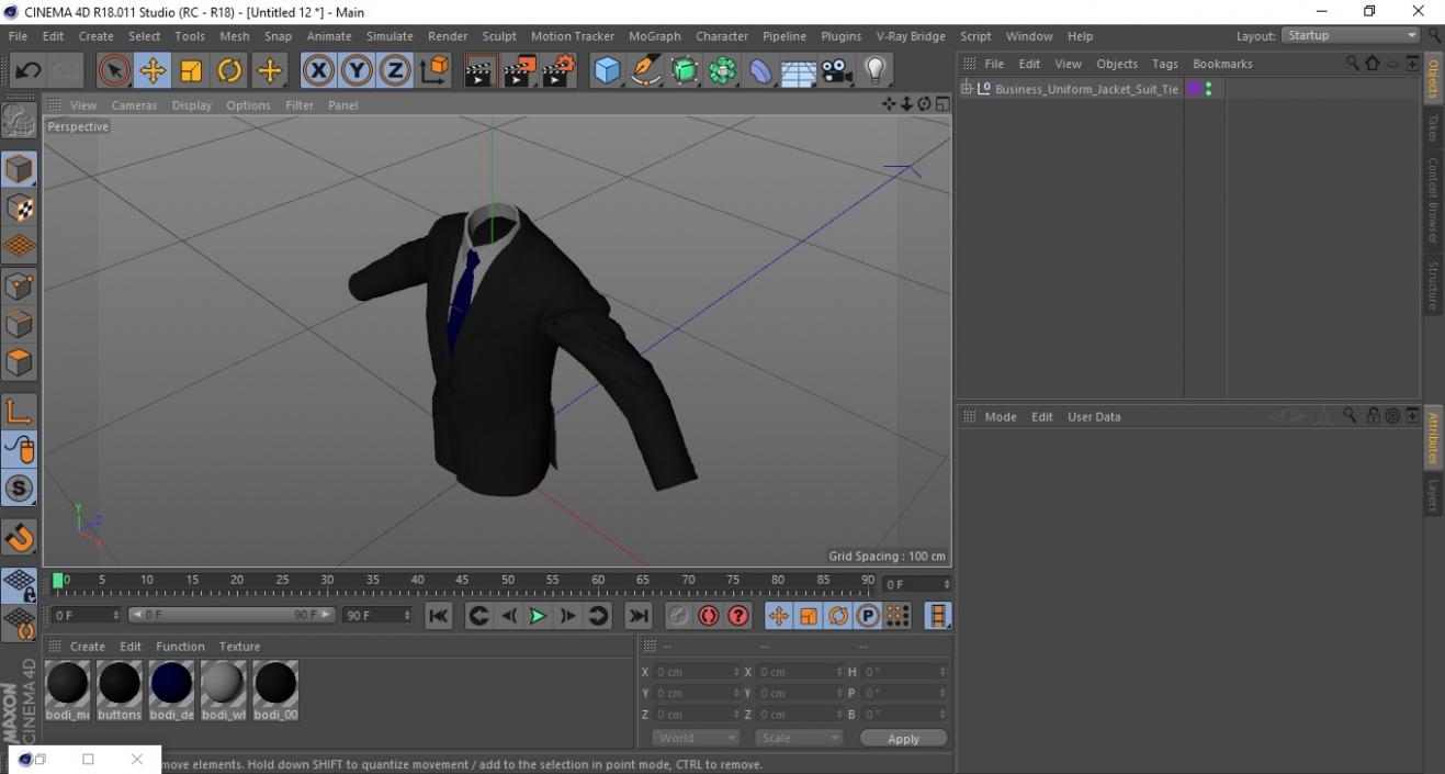 Business Uniform Jacket Suit Tie 3D