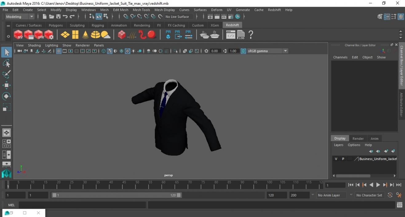 Business Uniform Jacket Suit Tie 3D