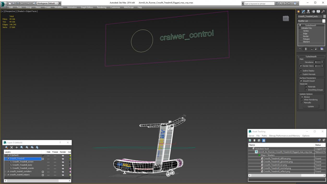 Airmill Air Runner Crossfit Treadmill Rigged 3D model