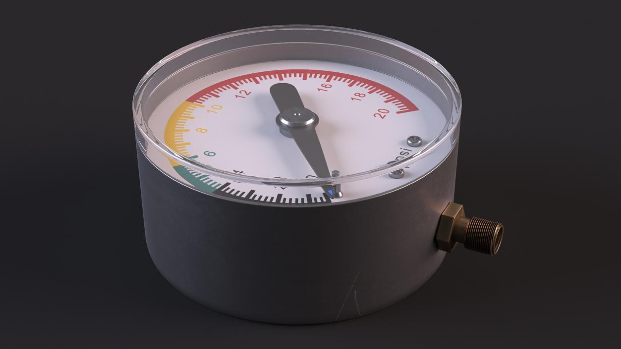 3D Mechanical Pressure Gauge 20psi