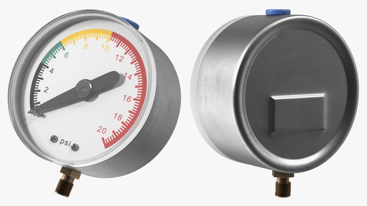 3D Mechanical Pressure Gauge 20psi