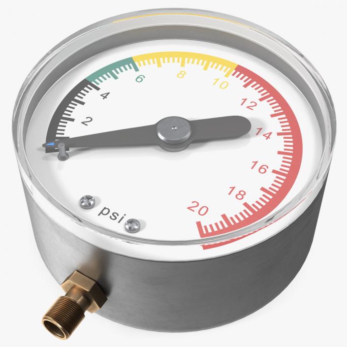 3D Mechanical Pressure Gauge 20psi