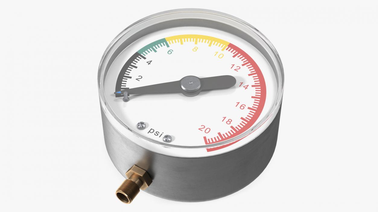 3D Mechanical Pressure Gauge 20psi