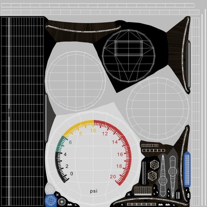 3D Mechanical Pressure Gauge 20psi