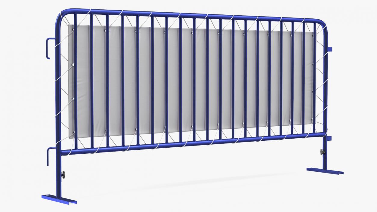 Modular Crowd Control Barrier Blue with Stretch Banner 3D model