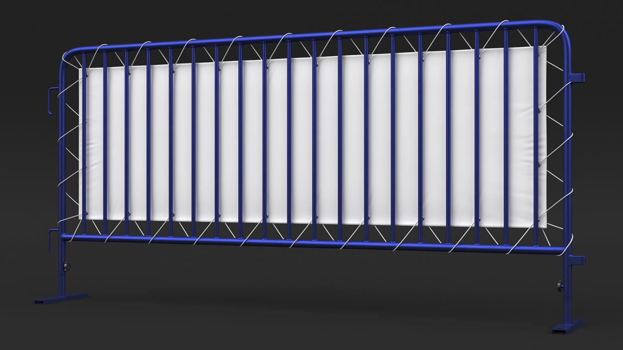 Modular Crowd Control Barrier Blue with Stretch Banner 3D model