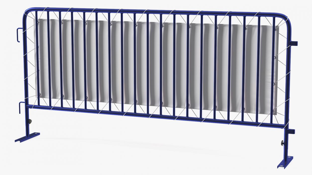 Modular Crowd Control Barrier Blue with Stretch Banner 3D model