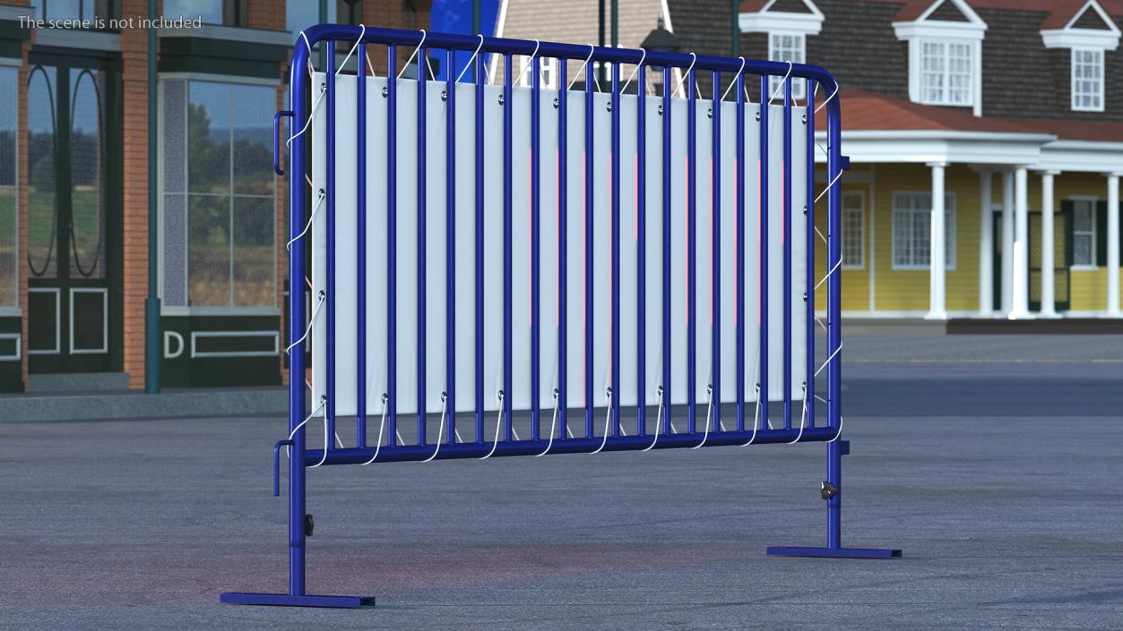 Modular Crowd Control Barrier Blue with Stretch Banner 3D model