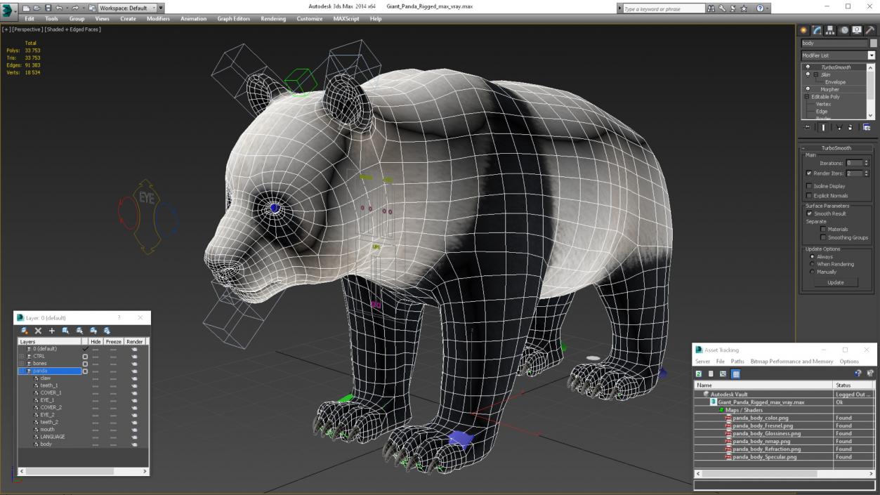 3D Giant Panda Rigged model