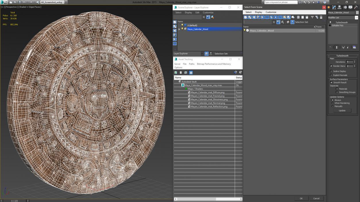 3D Maya Calendar Wood model