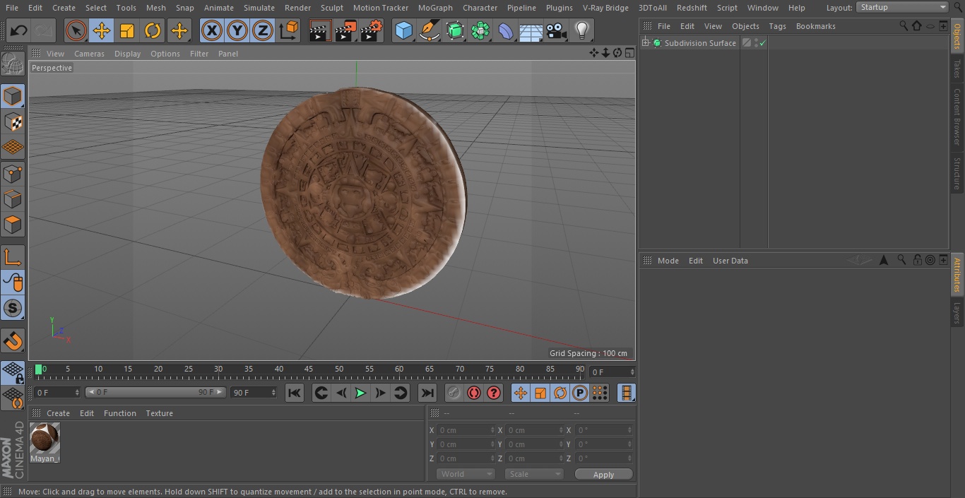 3D Maya Calendar Wood model